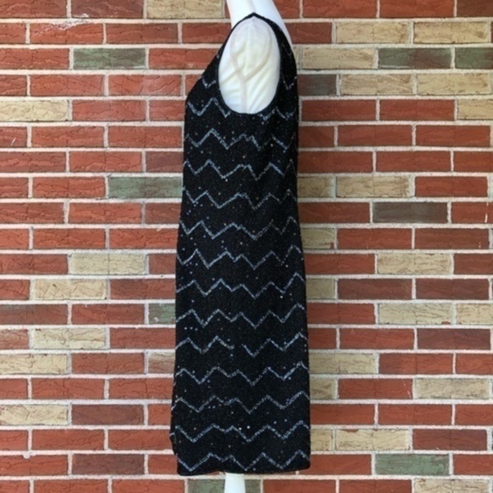 JKARA New York Beaded Sequin Round Neck Black Sleeveless Mini Dress 👗 - Picture 6 of 12
